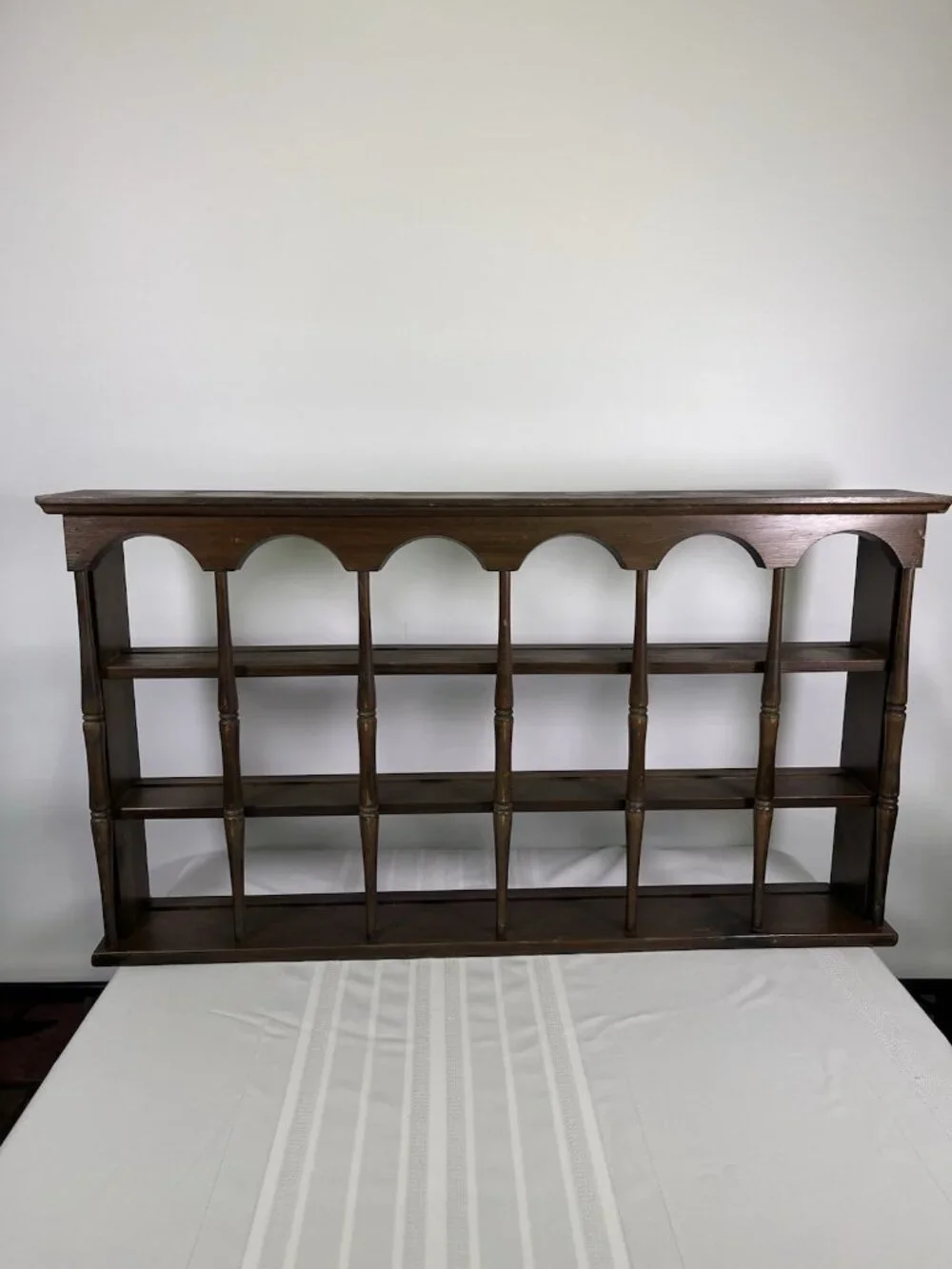 Vintage Colonial Revival Wooden Wall Shelf Spindle Knick Knack Rack Cottagecore
